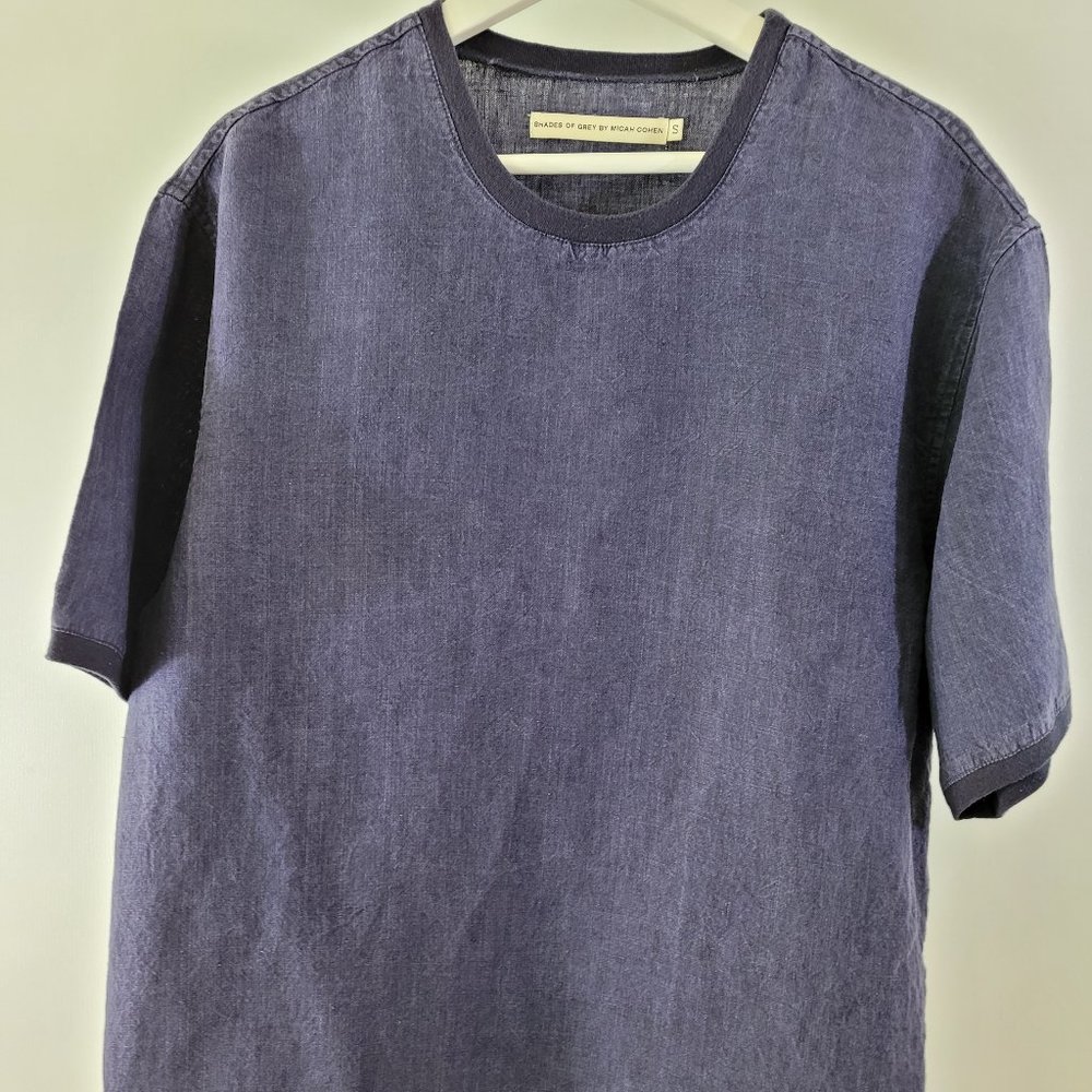 Shades of Grey by Micah Cohen blue linen shirt